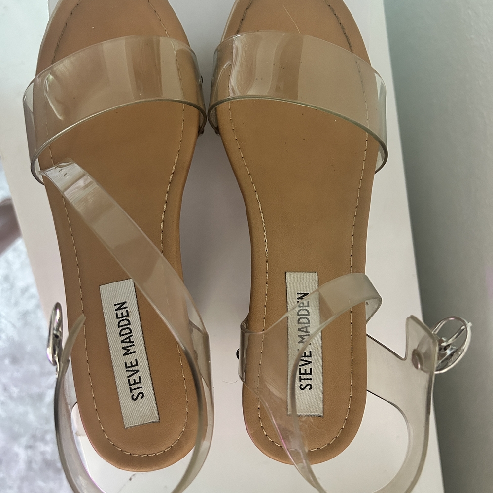 Steve Madden Women's Clear Strap Sandals - Tan